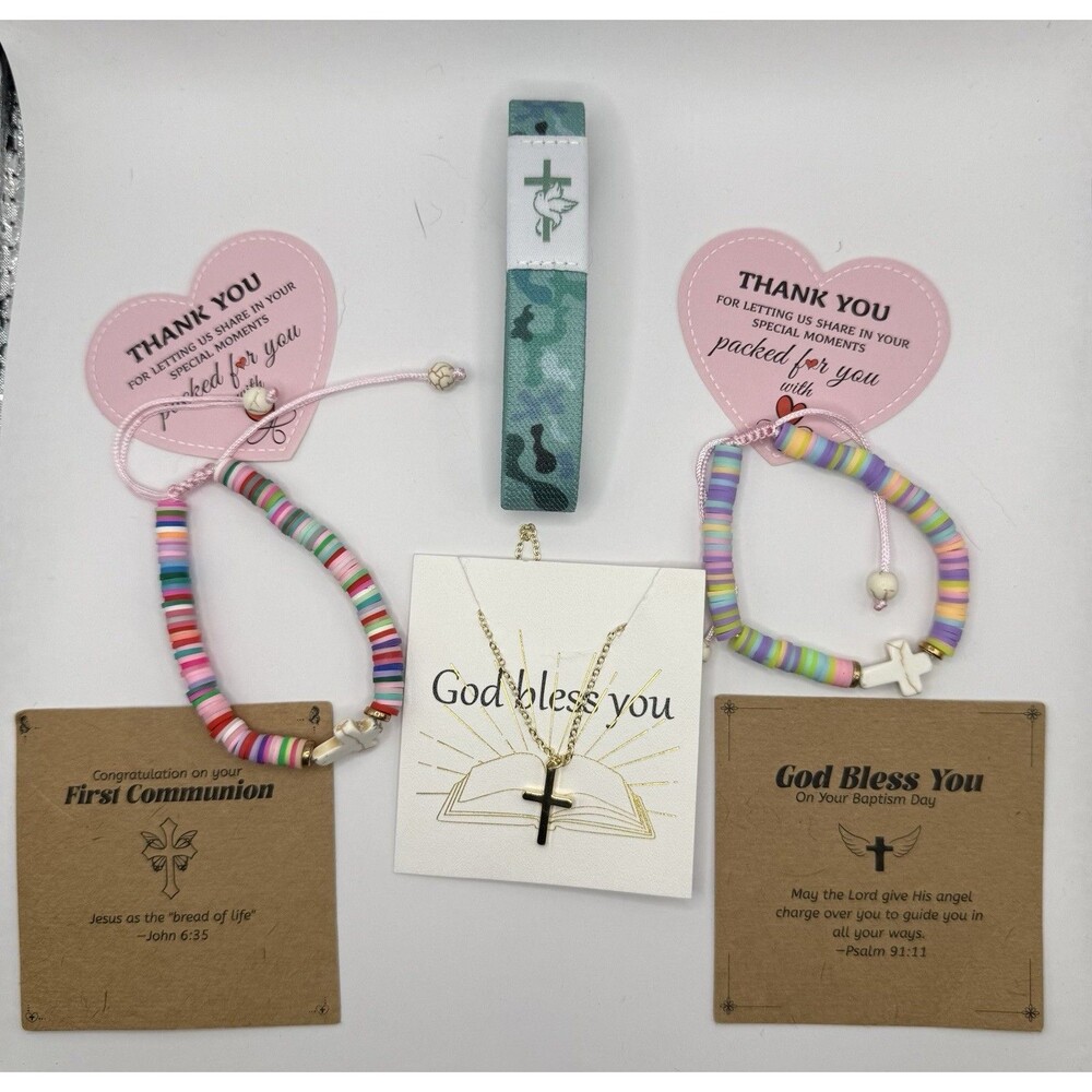 serenity prayer bracelet. Cross Necklace. Communion, Christening Jewelry .